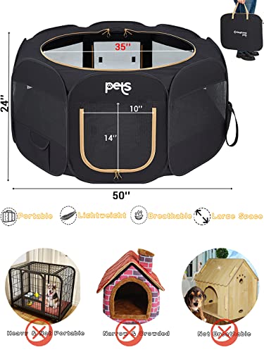 Foldable Pet Playpen with Waterproof Bottom