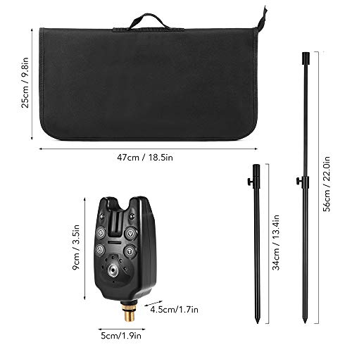 Lixada Fishing Bite Indicators Kits, 3 Wireless Fishing Led Alarm Alert 3 Extending Aluminum Alloy Fishing Bankstick 3 Fishing Swinger With Padded Fishing Tool Bag, Fishing Bite Alarm Set (Set 1) #TOP6