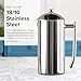 Frieling Double-Walled Stainless-Steel French Press Coffee Maker, Polished, 36 Ounces