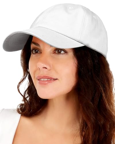 Womens Satin Lined Unstructured Baseball Cap Unisex Silk Lining Washed Cotton Adjustable Vintage Dad Hat White