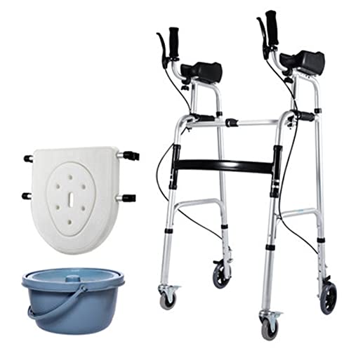 Déambulateur Cadre De Marche Pour Adulte, Pliable Standard Avec Roues Et Support D'Avant-Bras, Pliable, 4 Roues Et Freins, Pour Personnes Âgées Et Handicapées