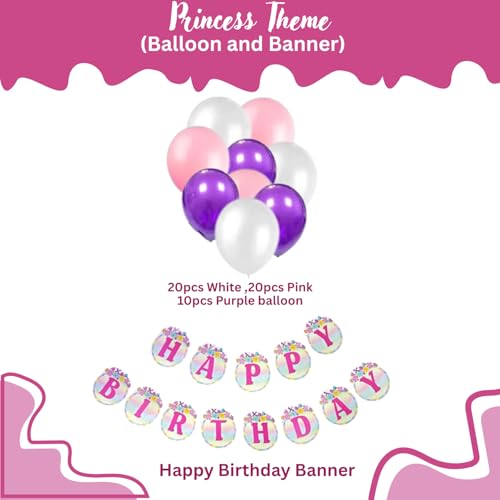 71 pcs Princess Theme Birthday Decoration for Girls Balloon Garland Kit Princess Figure Cutouts Cake Topper 1st Birthday Princess Party Decoration for Girls (Pack of 71, Multicolor)