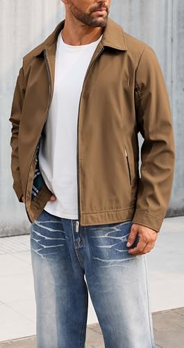 Image of QTE Lightweight Jackets for Men Casual Windbreaker Stylish Light Fall Spring Golf Work Dress Business Coat