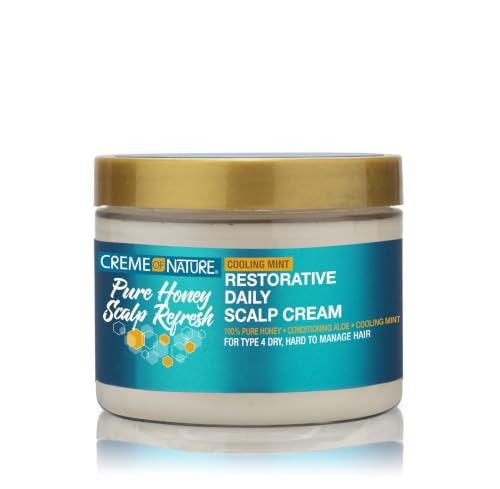 Creme of Nature Pure Honey Scalp Refresh Restorative Daily Moisturizing Scalp Cream, Hydrating Formula with Peppermint, Aloe Vera & Honey, For Braids & Protective Styles, 4.7 oz image 2