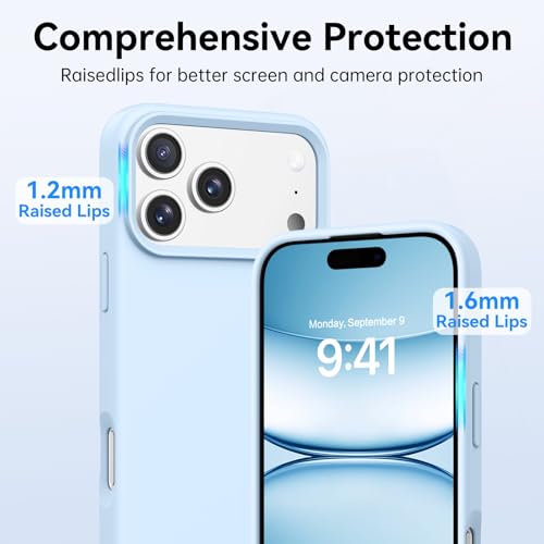DUEDUE Compatible with iPhone 17 Pro Max Case, Liquid Silicone 3 Layers Slim Soft Gel Rubber with Anti-Scratch Microfiber Lining, Drop Shockproof Protective Phone Case for 17 ProMax 6.9",Light Blue by DUEDUE - Image 8