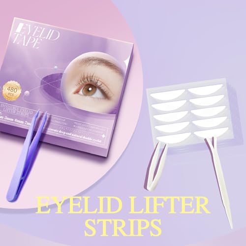 Eyelid Tape, Eyelid Lifter Strips(4-7mm) 480pcs, Double Eyelid Tape for Hooded Eyes Invisible, Invisible Eyelid Tape for Droopy Eyes, Suitable for Uneven or Monolids, Instant Eye Lift Without Surgery