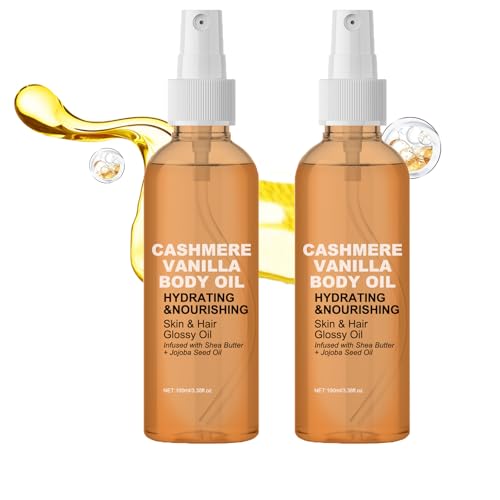 Aceite corporal de vainilla y cachemira, nutrientes para la piel seca y el cabello con manteca de karité, fórmula de jojoba radiance, aceite de masaje hidratante para la piel