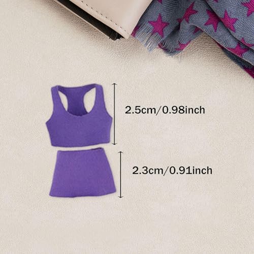 kowaku 2-Piece 1/12 Scale Doll Clothes Set, Sports Vest & Shorts Outfit, Light Lavender, Mini Clothing for Female Action Figures, Creative DIY Accessories - Thumbnail 2
