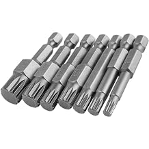 Mesee 7 Pieces 50mm Triple Square Spline Bit Set Quick Change 1/4" Hex Shank 12-Point Spline Drive Bits M4 M5 M6 M7 M8 M10 M12 Magnetic Screwdriver Bits for Mechanic Garage Repair Tools