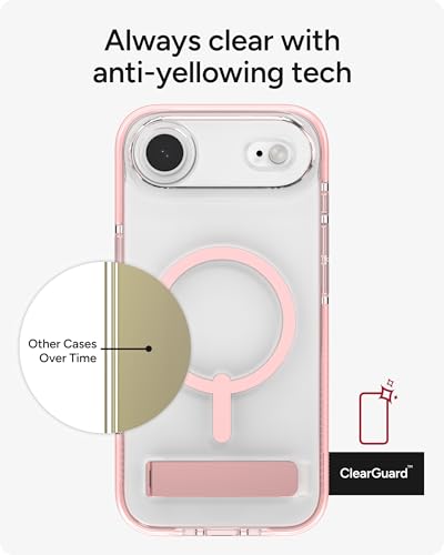Image of ZAGG Santa Cruz Snap Case with Kickstand for iPhone Air - Pink Sorbet, Drop Protection (13ft /4m), MagSafe Charging Compatible, ClearGuard Anti-Yellowing Technology, Scratch Resistant Phone Case