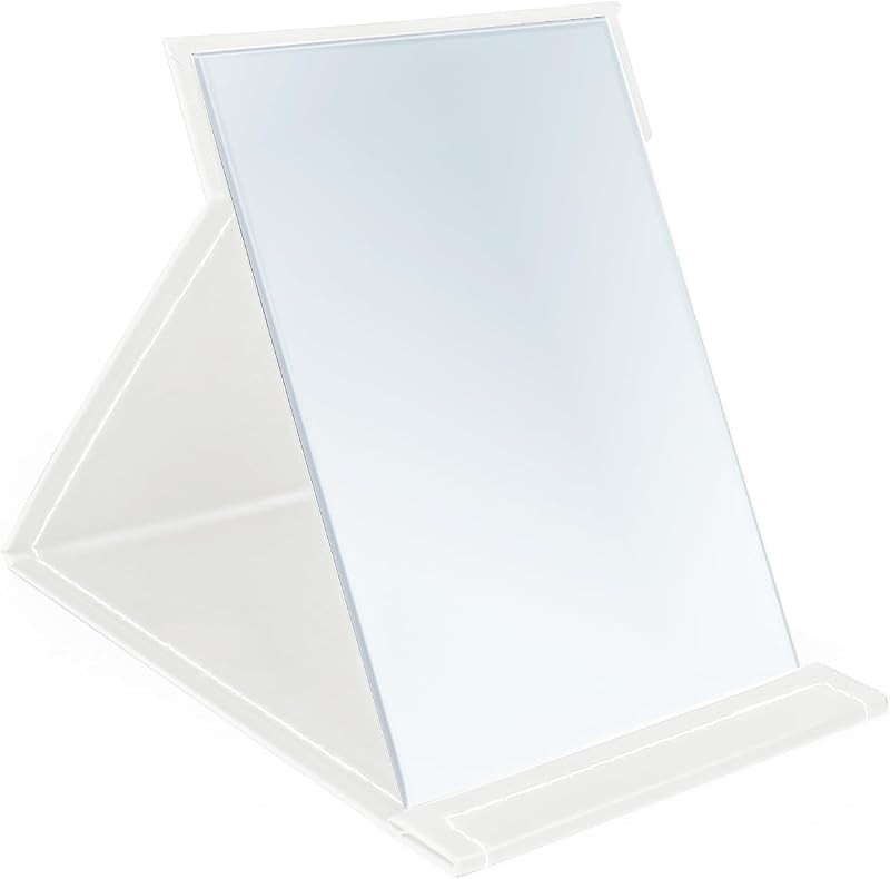 Espelho para maquiagem Yatnks dobrável com suporte ajustável, 15 x 20,32 cm, branco
