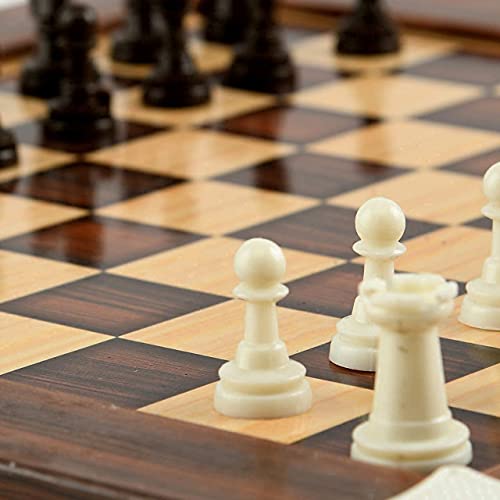 Image of 12 Inch Magnetic Wooden Chess Board Made With Indian Rosewood With Chess Set And 2 Extra Queens. Cup Board Style Folding Games (Ludo And Chees), All Age, Brown