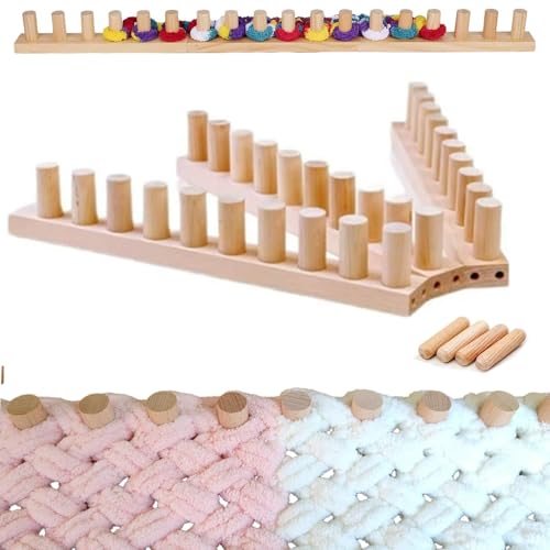 Générique Kit de Métier à Tricoter en Bois, Métier à Tricoter Épais de 120 Cm, Portable Cadre de Tissage Manuel, Aucune Aiguille Requise, Tricot De Fil...