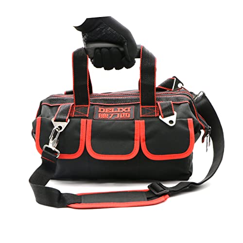 Delixi 12 Inch Water Resistant Tool Bag - Highly Robust Professional Wide Opening Tote Bag For Tools With Soft Padded Handle And Adjustable Shoulder Strap Update… #TOP1