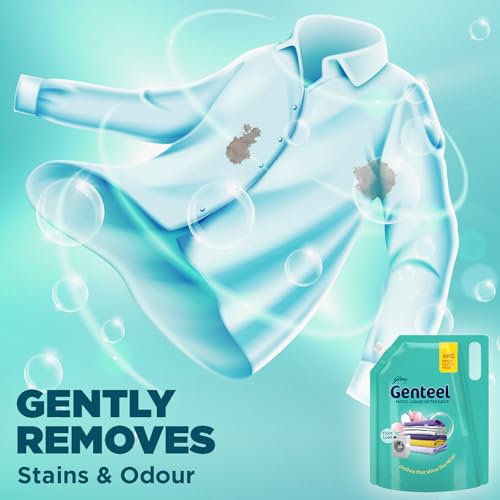 Image of Genteel Matic Liquid Detergent Refill Pouch for Front load Washing - 4kg | No Soda Formula | with Added Fabric Conditioner