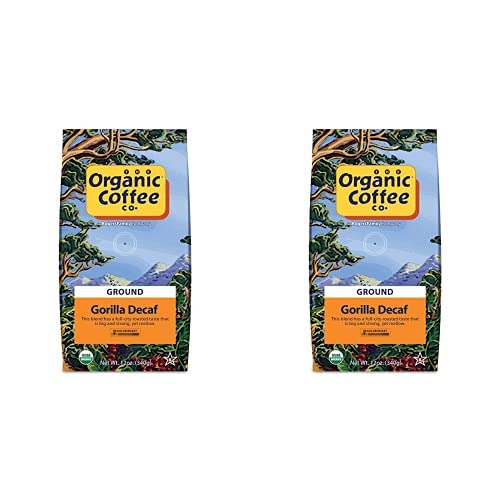 Organic Coffee Co. Gorilla Decaf Ground Coffee 12 Ounce Medium Light Roast Natural Water Processed Decaffeinated Usda Organic (Pack Of 2) #TOP22