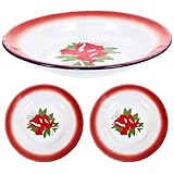 NUOBESTY 3 Platos Esmaltados Vintage de 20 Cm Diseño Floral Ideales para Servir Aperitivos Ensaladas en Cocina y Hogar Platos para Servir Comida Estilo Chino Frutas y Guarniciones