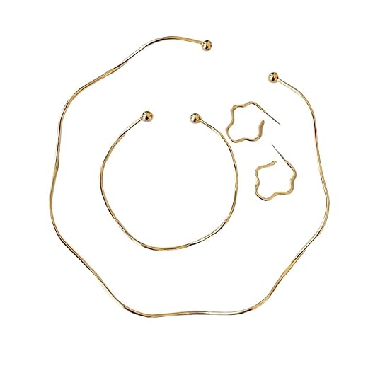Conjunto de Joias Femininas Choker Pulseira e Brincos Aro Folheado a Ouro 18K, Kit Colar Gargantilha Nó Elegante Acessórios Femininos Moda