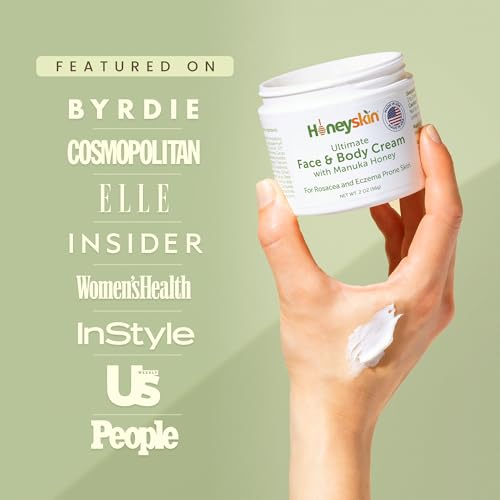 Hydrating Face Moisturizer & Body Cream with Manuka Honey Cream - Organic Face Moisturizer with Honey for Extremely Dry Skin - for Dry & Itchy Skin, Rosacea & Eczema Prone Skin 2oz