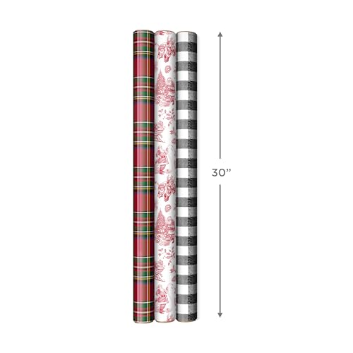 Hallmark Christmas Wrapping Paper Rolls, Holiday Plaid (3-Pack: 120 Sq. Ft. Ttl) Red Toile, Black Buffalo Check, Plaid for Christmas, Birthdays, Weddings, Crafts by Hallmark - Image 4