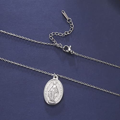 Collar con medalla milagrosa Virgen María en acero inoxidable