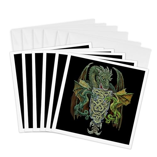 Cartes de voeux dragons celtiques lot de 6 papeterie artistique carrée 15,2 cm