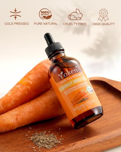 Image of Yoken Cold Pressed Carrot Seed Oil 4oz, Pure Carrier Oil for Skin & Hair | Lightweight Carrot Seed Oil for Daily Moisturizing Scalp Care Body Massage Nail Care Aromatherapy and Essential Oil Blends