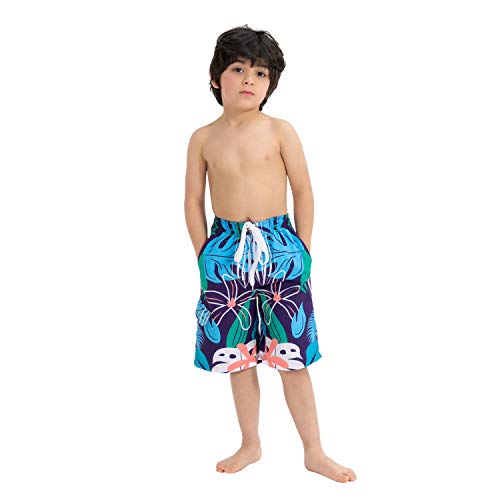 Boys Swim Trunks, Quick Dry Drawstring Upf 50+ Kids Swim Shorts, Toddler Beach Shorts, Boardshort, Boy Swimwear (Leaves, 4T) #TOP5