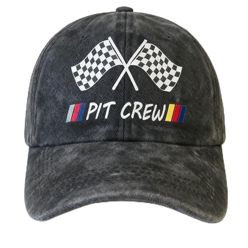 Jumsky Checkered Flags Racing Car Flag Baseball Caps Pit Crew Adjustable Denim Dad Hat Snapback