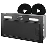 Kompatic Lane 50 KLN50BI Hotte Aspirante Encastrable 50cm, A+++, Filtres à Charbon inclus KCF4, Minuterie, Contrôle électronique, 450 m³/h, LED, 3 vitesses + boost, Evacuation/Recyclage, Noir