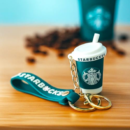 Image of Wanna Party Coffee Cup Keychain Bag Charm - Barista Style Coffee Lover Key Ring with Cute Latte Design for Backpack and Purse Accessories