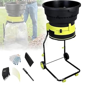 Elektrischer Laubmulcher, Kompostzerkleinerer, 8000 U/min, Häcksler mit 54 cm breitem Trichter für Hofreinigung und Gartenblätter, effizienter Laubzerkleinerer für Kompostierung