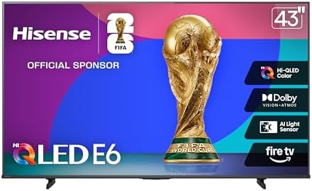 Hisense 43" E6 Cinema Series Hi-QLED 4K UHD Smart Fire TV (43E6QF) - AI Light Sensor, Dolby Vision · Atmos, Voice Remote with Alexa, Motion Rate 120, HDR 10+ Adaptive, Game Mode Plus