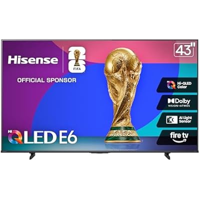 Hisense 43 E6 Cinema Series Hi-QLED 4K UHD Smart Fire TV (43E6QF, 2025 Model) - AI Light Sensor, Dolby Vision Atmos, Voice Remote with Alexa, Motion Rate 120, HDR 10+ Adaptive, Game Mode Plus