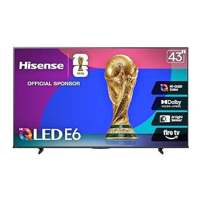 Hisense 43" E6 Cinema Series Hi-QLED 4K UHD Smart Fire TV (43E6QF) - AI Light Sensor, Dolby Vision · Atmos, Voice Remote with Alexa, Motion Rate 120, HDR 10+ Adaptive, Game Mode Plus