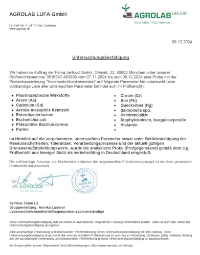 JARMINO Bio Knochenbrühe Konzentrat vom Rind, aus Deutschland, 440g (44 Portionen), Reich an Bio-Kollagen