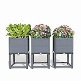 Growchum 48' Self Watering Raised Garden Bed, Modular Planter Box with Water Level Indicator, Weather Resistant for Vegetables, Herbs & Flowers, 3-in-1 Configurable Design, Gray