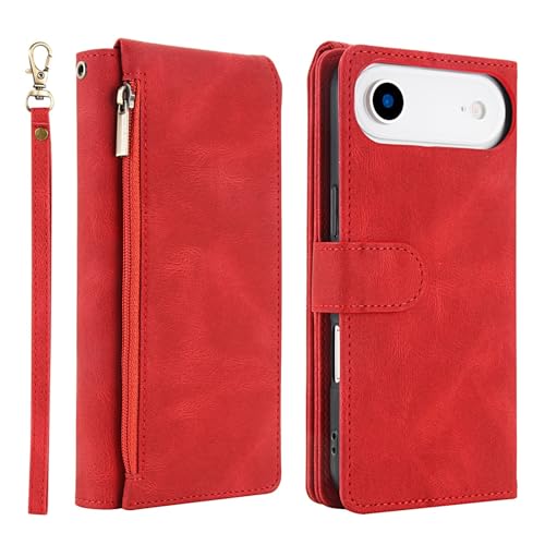 Housse rouge iPhone 17 Pro avec fermeture éclair pour ne plus perdre vos cartes