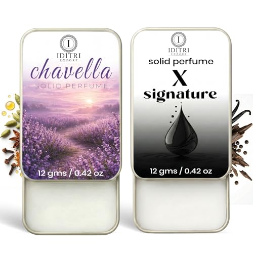 Image of Solid Perfume |x signature&Chavella Alcohol Free Wax Perfume Balm, Long Lasting | Pocket Tin 12g, Pack Of 2| Non Greasy Smooth Glide, Travel Friendly Unisex Gifts He Or Her