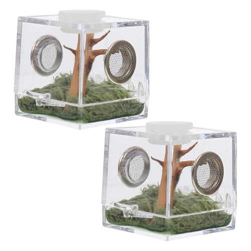 SHINEOFI - SHINEOFI Boîte à Araignées Sauteuses Petite Taille 2 Pièces Transporteur Écologique Ventilation Habitat Portable pour Élevage et Soins D’Insectes et Petits Animaux Accessoires Terrarium