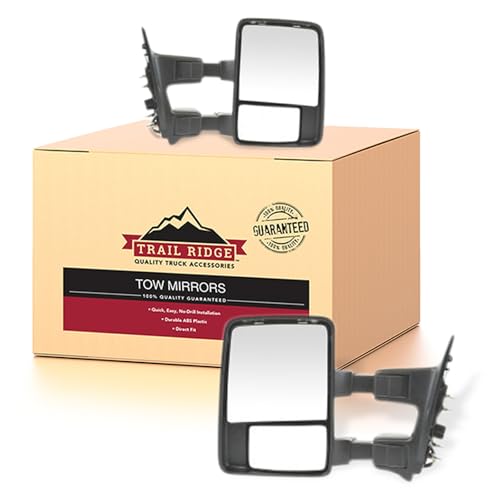 Trail Ridge Power Heat Fold Smoked Turn Textured Upgrade Towing Mirror Pair for Super Duty
