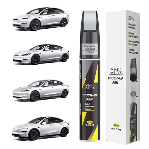 Car Touch Up Paint(Pearl White Multi-Coat(PPSW)) for Tesla 2 in 1 Car Scratch Remover with Pen Tip and Brush Exact Color-Matched for Car Paint Scratch Repair Quick & Easy Fix Chips and Nicks