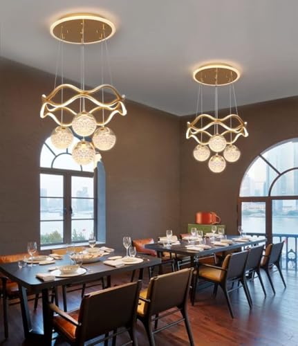 Image of Desidiya LED Pendant Light with 4 Crystal Balls | Modern Ceiling Light | Modern LED pendant light with 4 crystal balls, warm white glow, perfect for dining, living room & kitchen decor.