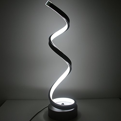 Skyeyarc Vertical Spiral Dimmable Led Table Lamp, Curved Led Desk Lamp, Contemporary Minimalist Lighting Design, Multiple Color Temperature Light, 12W, Black #TOP2