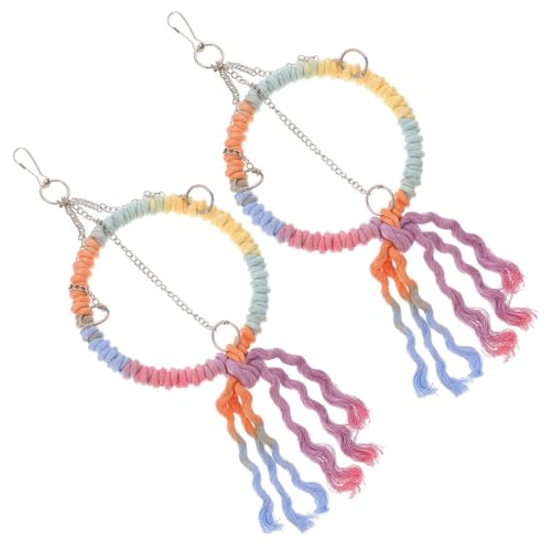 Totority 2pcs Cotton Rope Bird Swing Ring Parrot Hammock Perch for Bird Cage Easy Installation Chew for Cockatiels Parakeets Safe Reliable Play Space