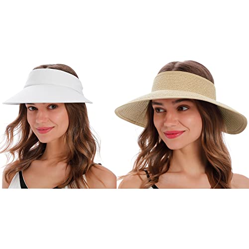 Simplicity Cotton Womens Visor And Straw Visors For Women Uv Protection Wide Brim Beach Sun Visor Hat #TOP10