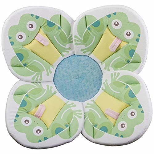 Image of Blooming Bath Pond Pal - Plush Crystal Minky Sink Bath for Babies - Washer Safe Bath Seat for Babies 0-6 Months - Frog