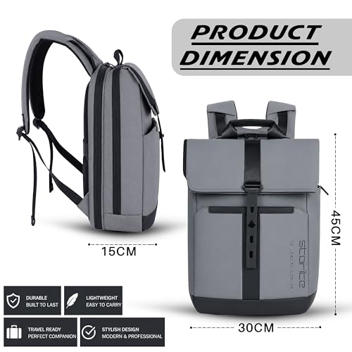 Image of Storite Premium Laptop Backpack for Men & Women | 15.6 inch Laptop Bag | Water Resistant Business Travel Backpack | Durable Smart Bag (Grey)