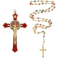 WANDIC 2 piezas de crucifijo de pared, collar de cruz de Jesús