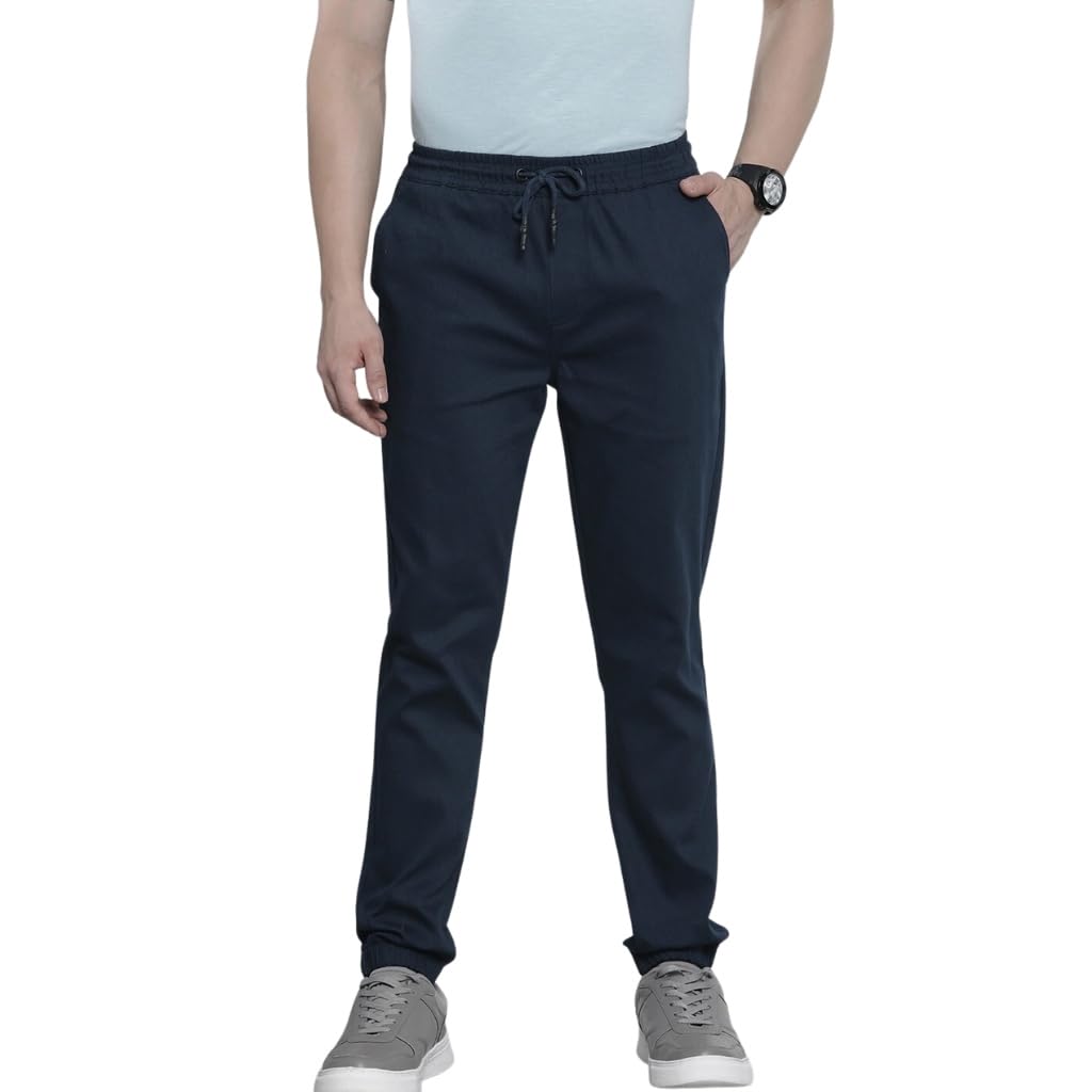 the indian garage co Men's Slim Fit Mid Rise Solid Mid-Rise Stretchable Chino Joggers-picture-31